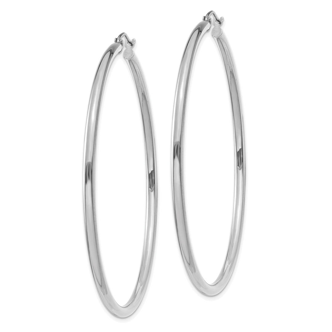 14k White Gold 2.5M Lightweight Round Hoop Earring