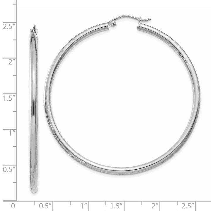 14k White Gold 2.5MM Round Hoop Earrings