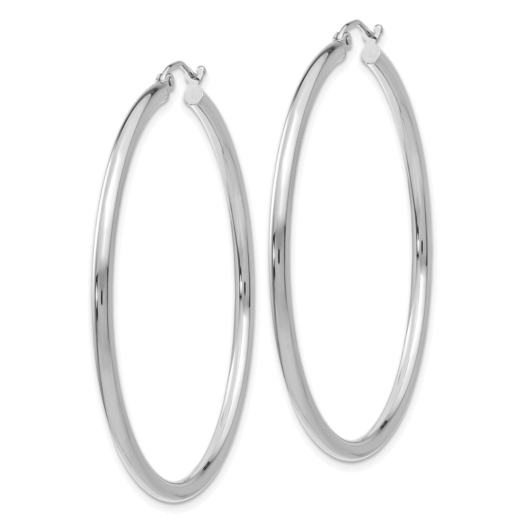 14k White Gold 2.5MM Round Hoop Earrings