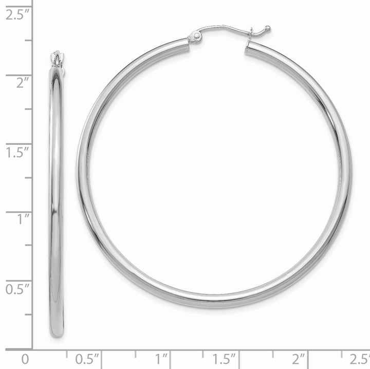 14k White Gold 2.5MM Round Hoop Earrings