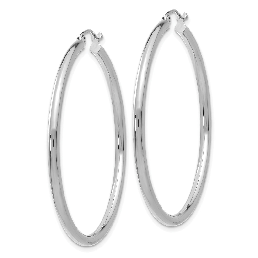 14k White Gold 2.5M Lightweight Round Hoop Earring