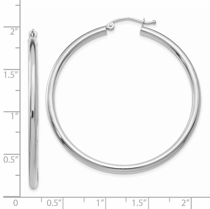 14k White Gold 2.5M Lightweight Round Hoop Earring