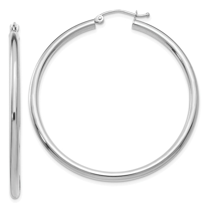 14k White Gold 2.5M Lightweight Round Hoop Earring