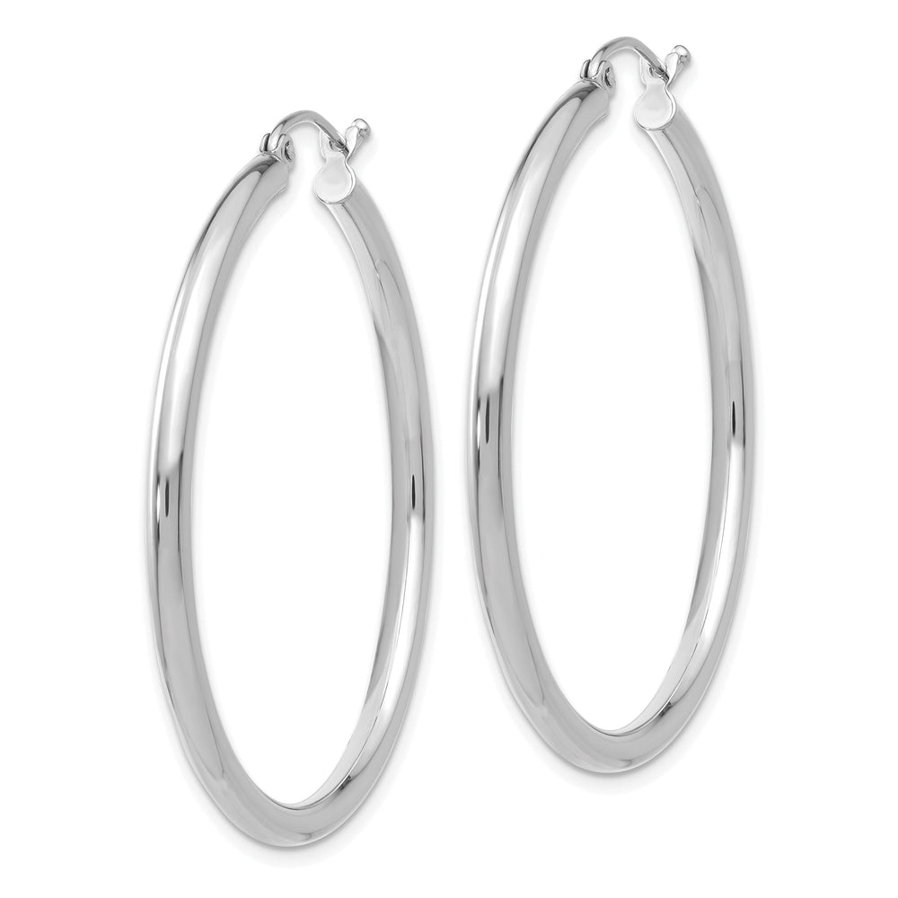 14k White Gold 2.5MM Round Hoop Earrings