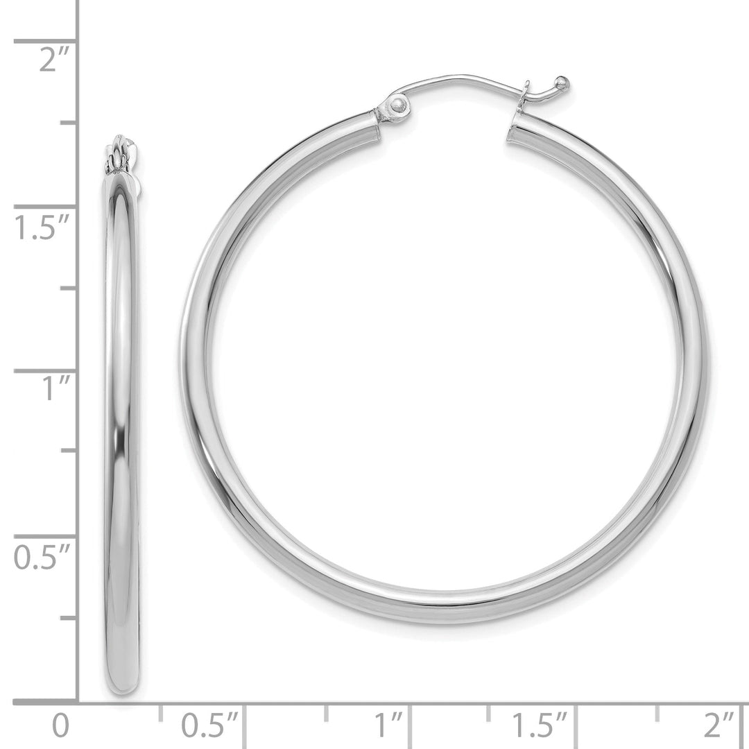 14k White Gold 2.5M Lightweight Round Hoop Earring