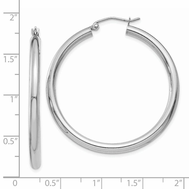 14k White Gold 3MM Hoop Earrings