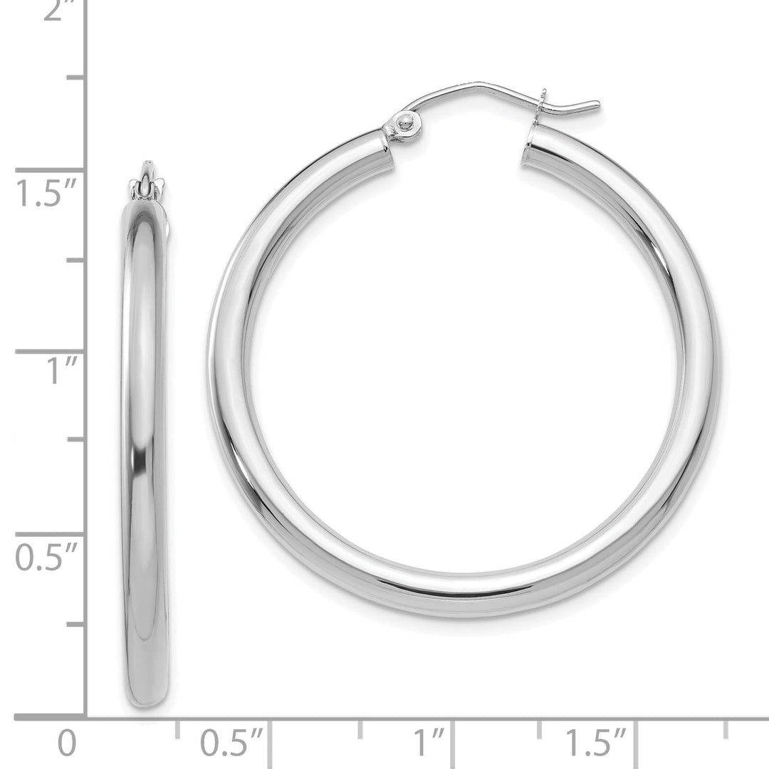 14k White Gold 3MM Hoop Earrings