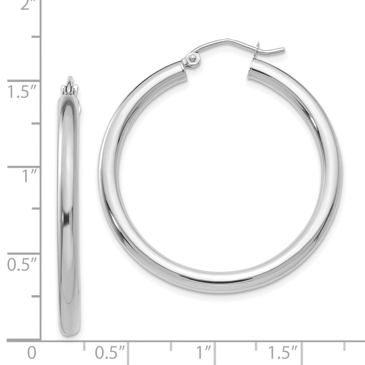 14k White Gold 3MM Hoop Earrings