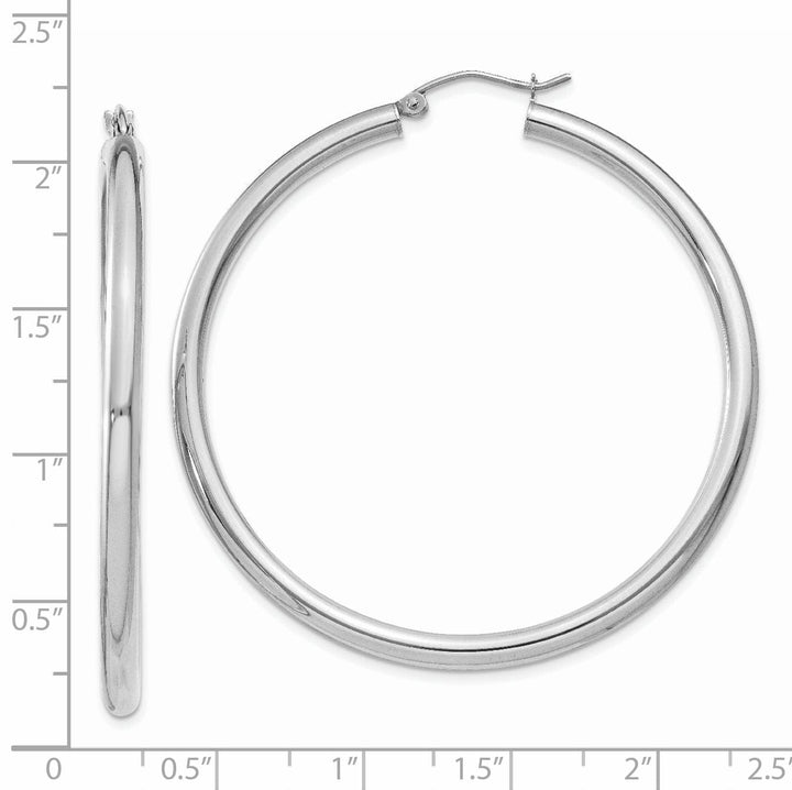 14k White Gold 3MM Hoop Earrings