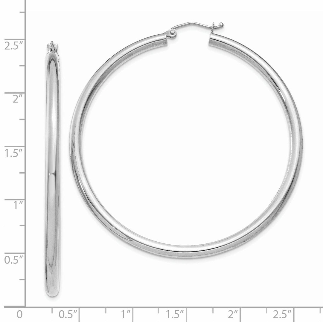 14k White Gold 3MM Hoop Earrings