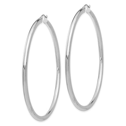 14k White Gold 3MM Round Hoop Earrings