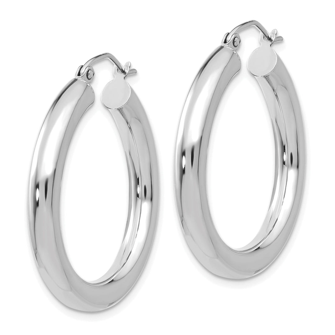 14k White Gold 4MM x 30MM Tube Hoop Earrings