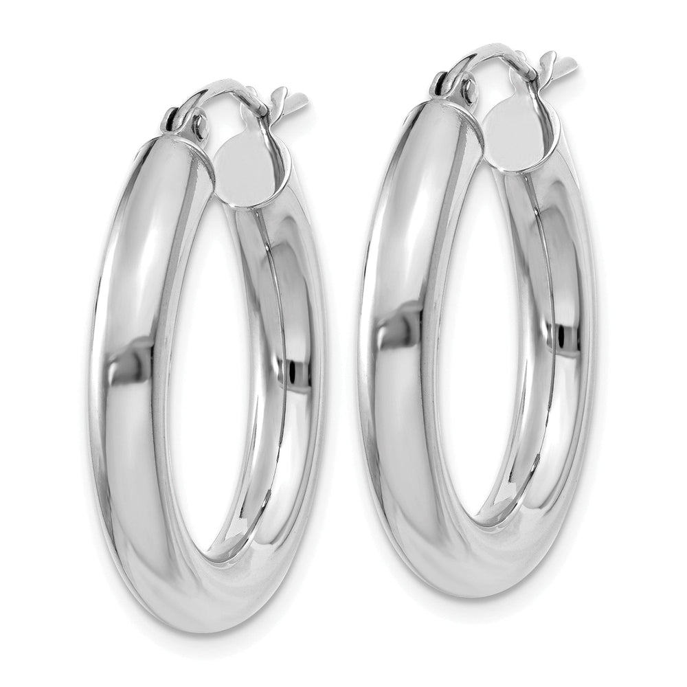 14k White Gold 4MM x 25MM Tube Hoop Earrings