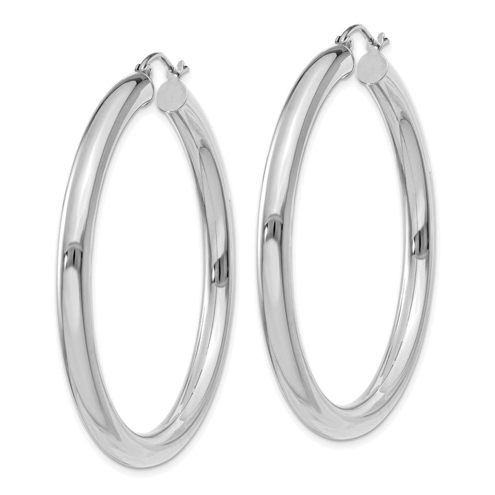 14k White Gold Polished 4MM Lightweight Round Hoop