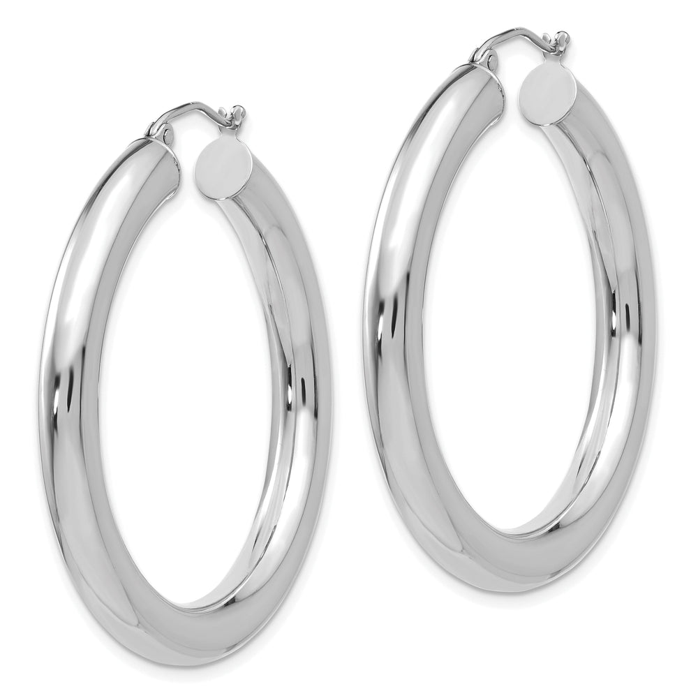 14k White Gold Polished 5MM Lightweight Hoop