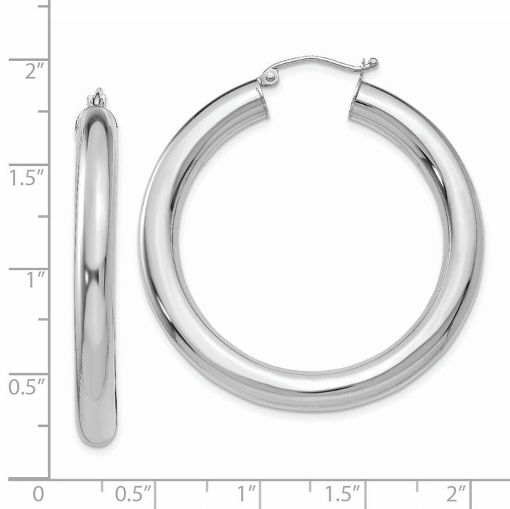 14k White Gold Polished 5MM Lightweight Hoop