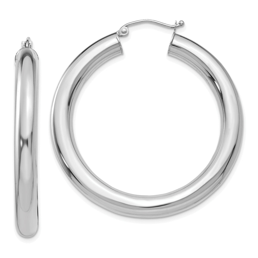 14k White Gold Polished 5MM Lightweight Hoop