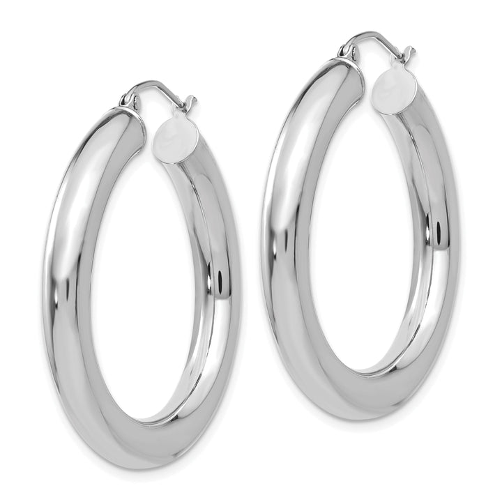 14k White Gold Polished 5MM Lightweight Hoop