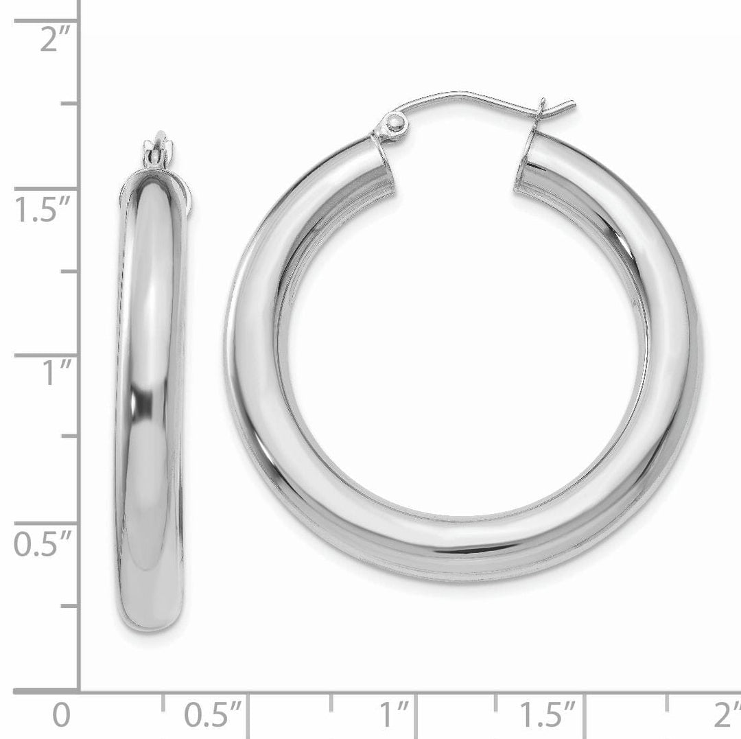 14k White Gold Polished 5MM Lightweight Hoop