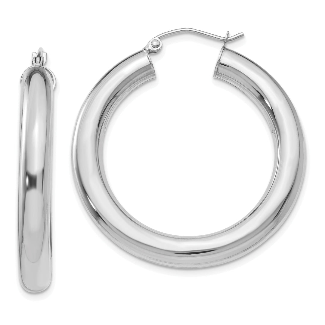 14k White Gold Polished 5MM Lightweight Hoop