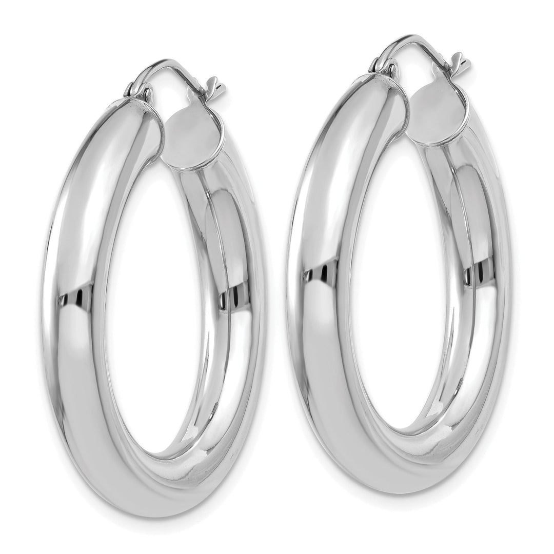 14k White Gold Polished 5MM Lightweight Hoop Earrings