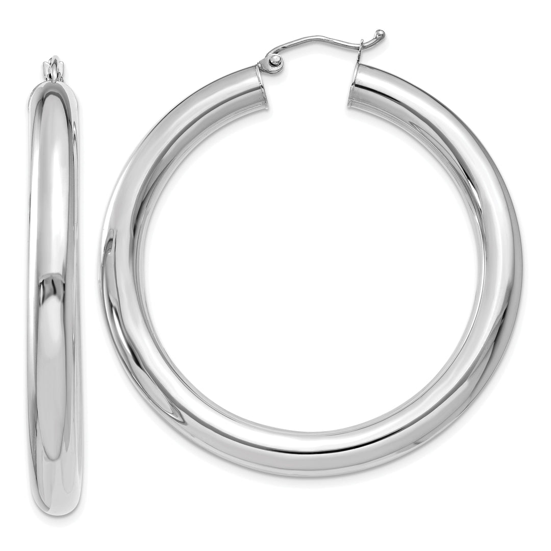 14k White Gold Polished 5MM Lightweight Hoop