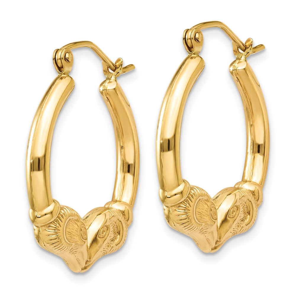 14k Yellow Gold Polished Ram Hoop Earrings