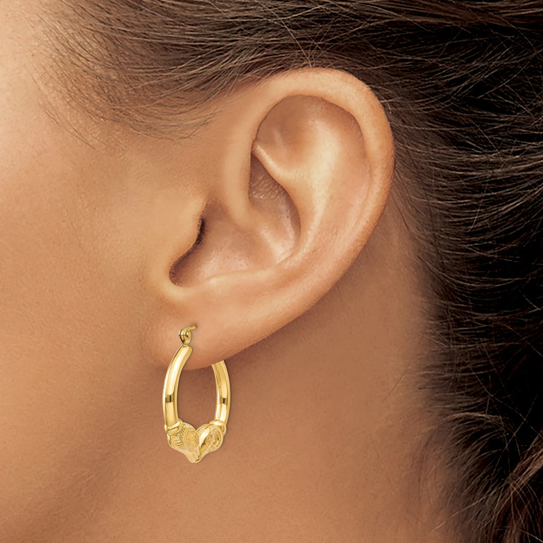 14k Yellow Gold Polished Ram Hoop Earrings