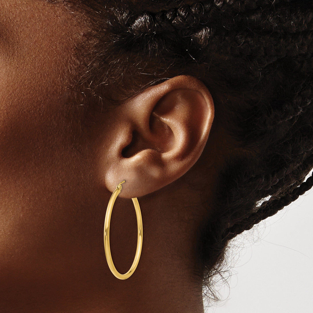 14k Yellow Gold Lightweight Tube Hoop Earrings