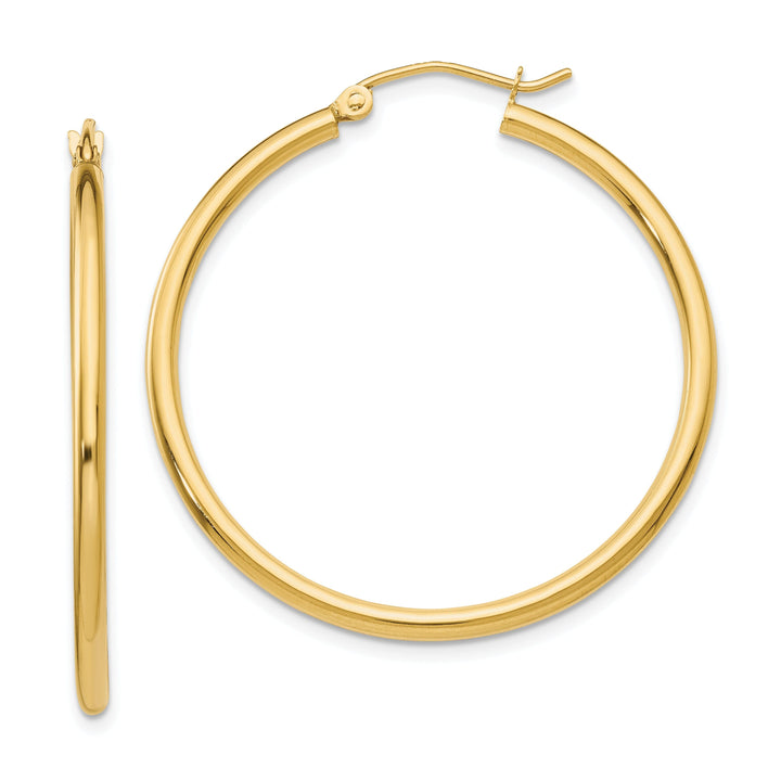 14k Yellow Gold Lightweight Tube Hoop Earrings