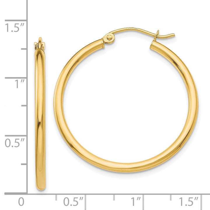 14k Yellow Gold Lightweight Tube Hoop Earrings