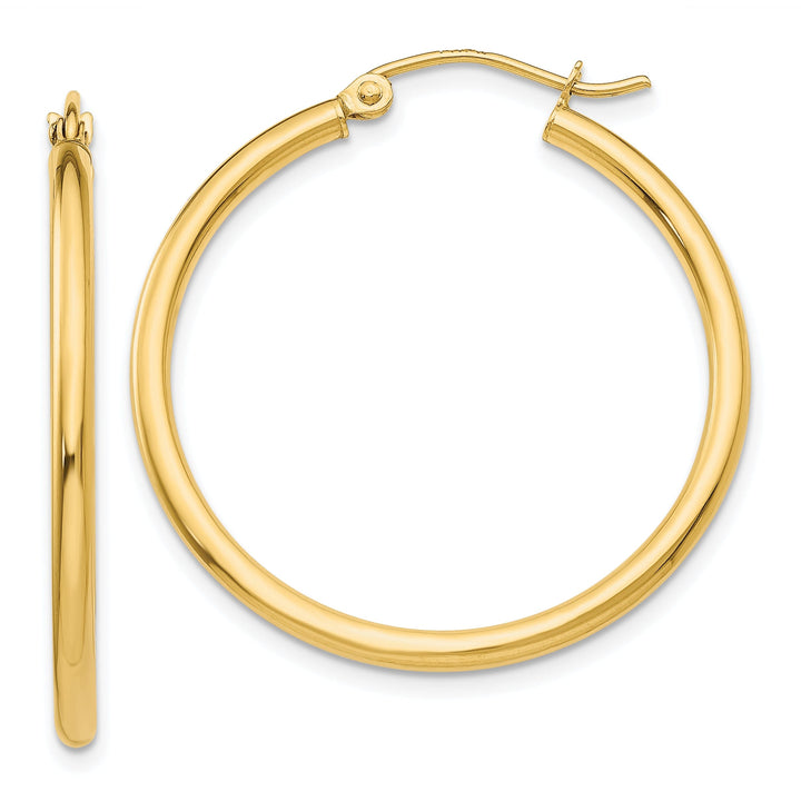 14k Yellow Gold Lightweight Tube Hoop Earrings