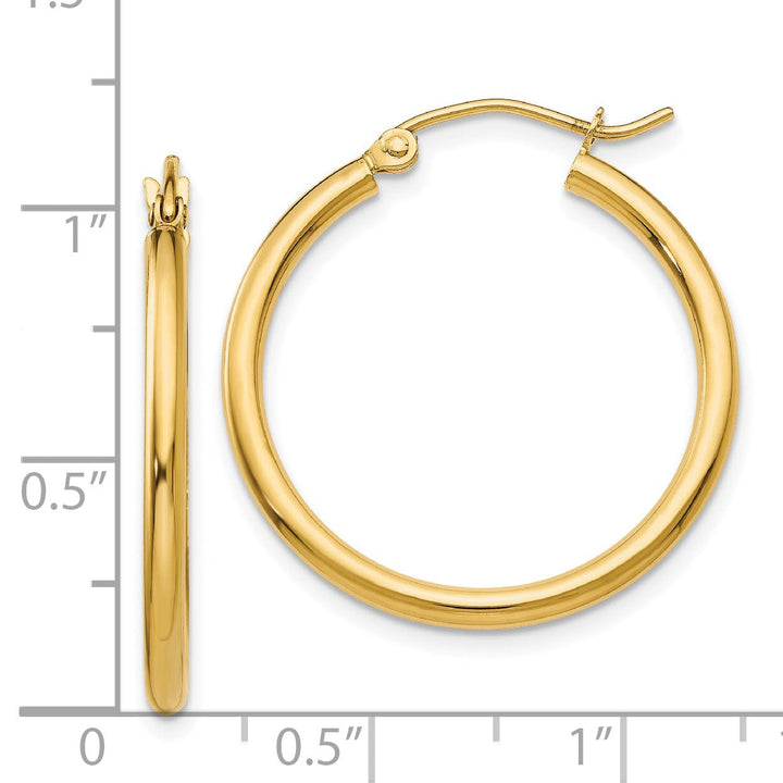 14k Yellow Gold Lightweight Tube Hoop Earrings