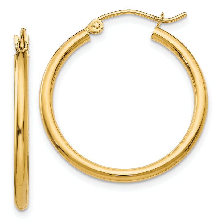 14k Yellow Gold Lightweight Tube Hoop Earrings