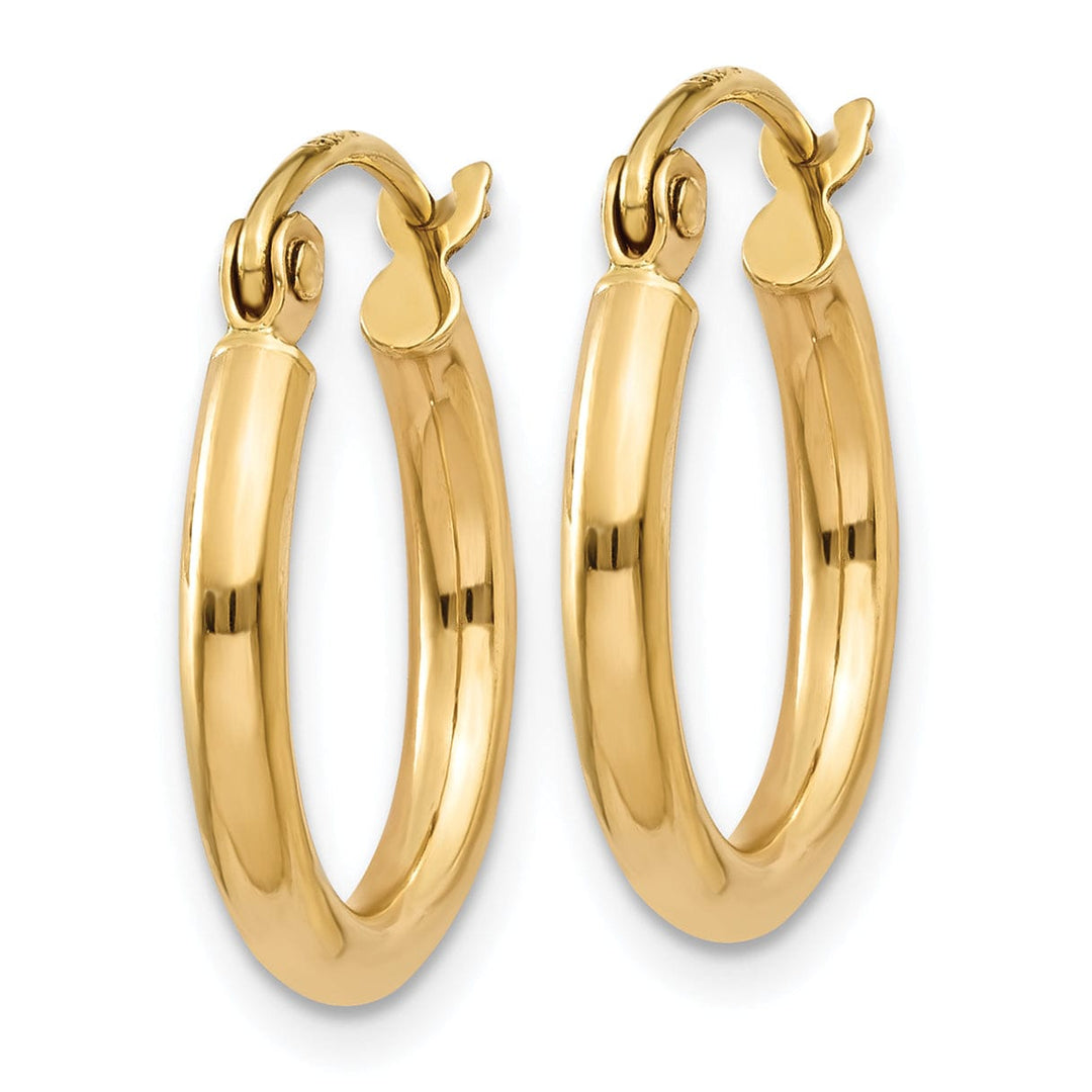 14k Yellow Gold Polished 2MM Round Hoop Earrings