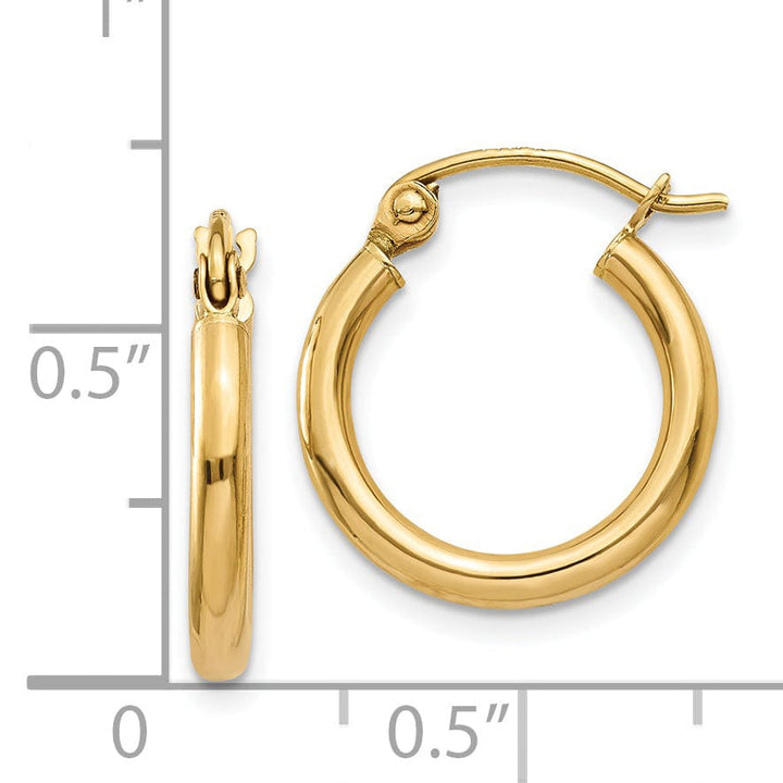 14k Yellow Gold Lightweight Tube Hoop Earrings