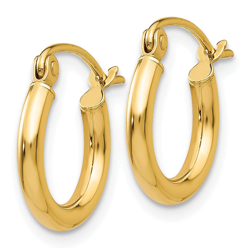 14k Yellow Gold Polished 2MM Round Hoop Earrings