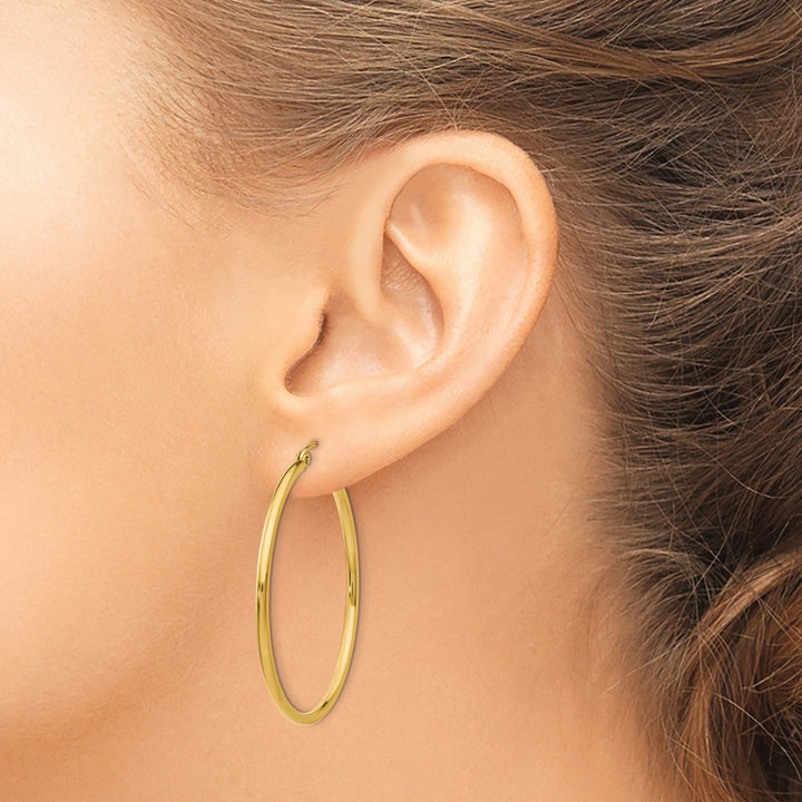 14k Yellow Gold Lightweight Tube Hoop Earrings