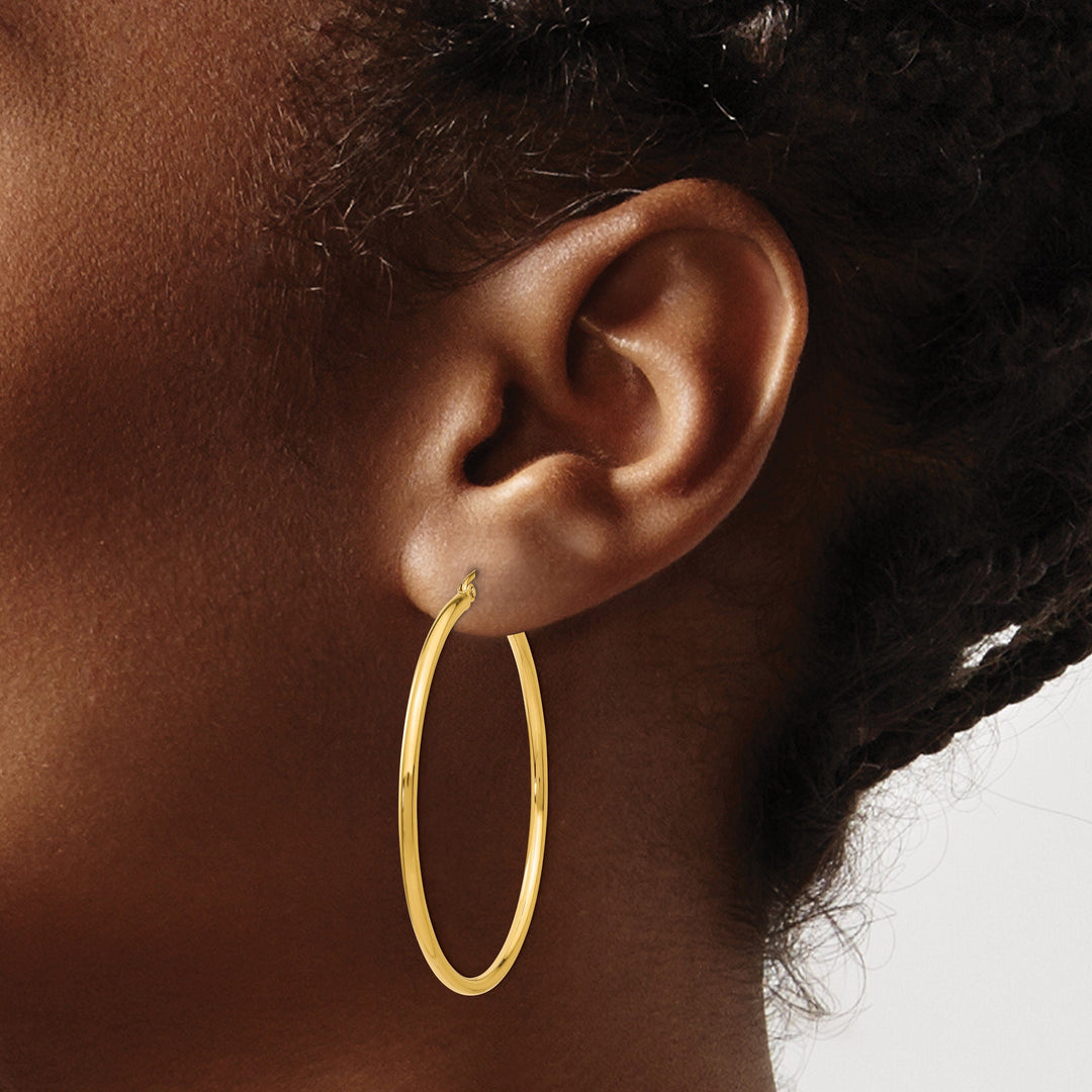 14k Yellow Gold Lightweight Tube Hoop Earrings