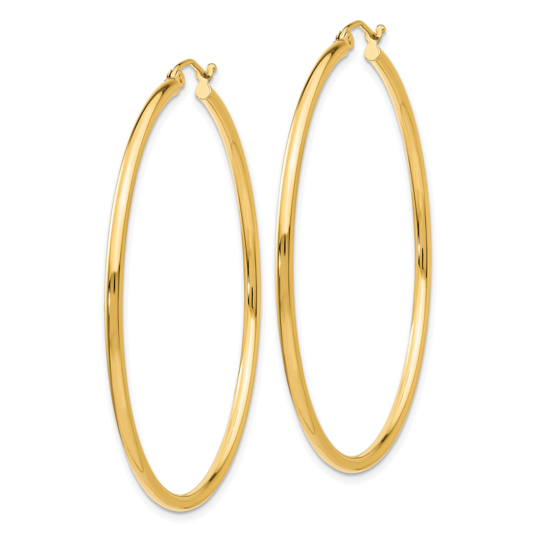 14k Yellow Gold Polished 2MM Round Hoop Earrings