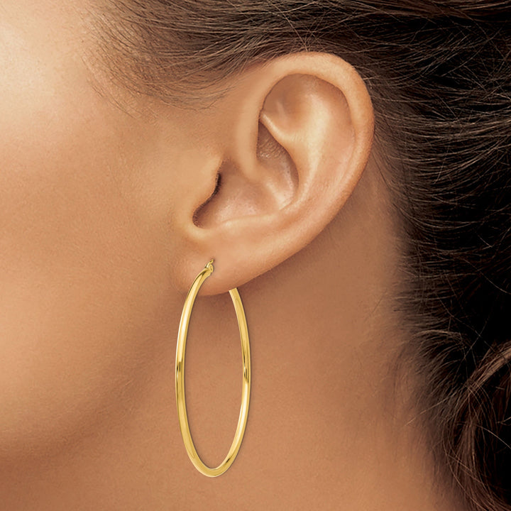 14k Yellow Gold Lightweight Tube Hoop Earrings