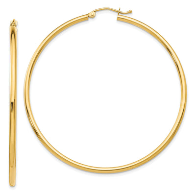 14k Yellow Gold Polished 2MM Round Hoop Earrings at $ 343.04 only from Jewelryshopping.com