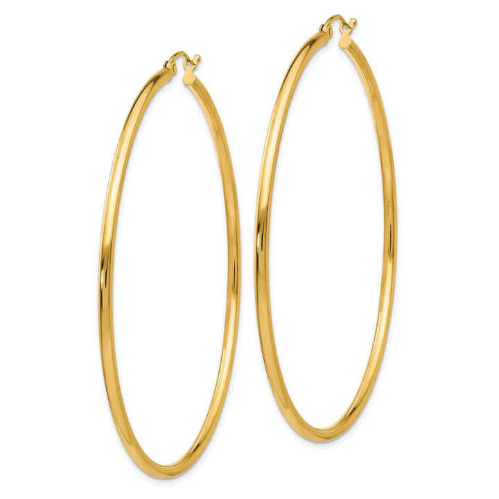 14k Yellow Gold Polished 2MM Round Hoop Earrings