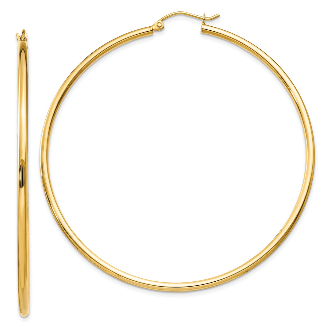 14k Yellow Gold Lightweight Tube Hoop Earrings