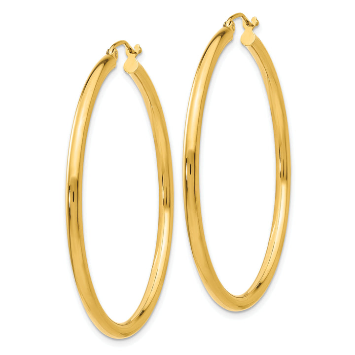 14k Yellow Gold Polished 2.5MM Round Hoop Earrings
