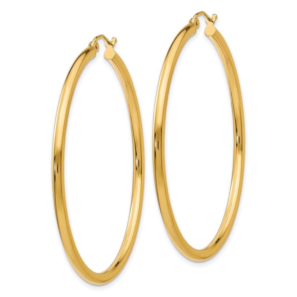 14k Yellow Gold Polished 2.5MM Round Hoop Earrings