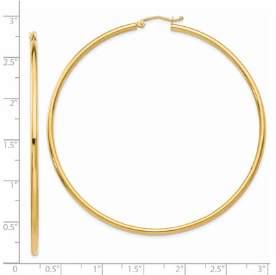 14k Yellow Gold Polished 2.5MM Round Hoop Earrings at $ 457.08 only from Jewelryshopping.com