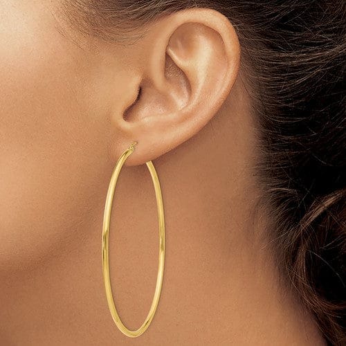 14k Yellow Gold 2.5MM Lightweight Round Earrings