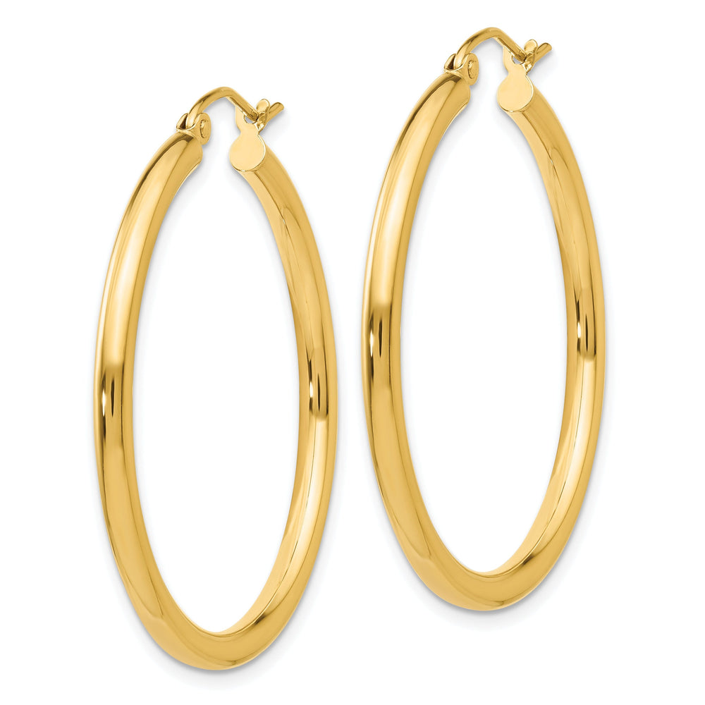 14k Yellow Gold Polished 2.5MM Round Hoop Earrings