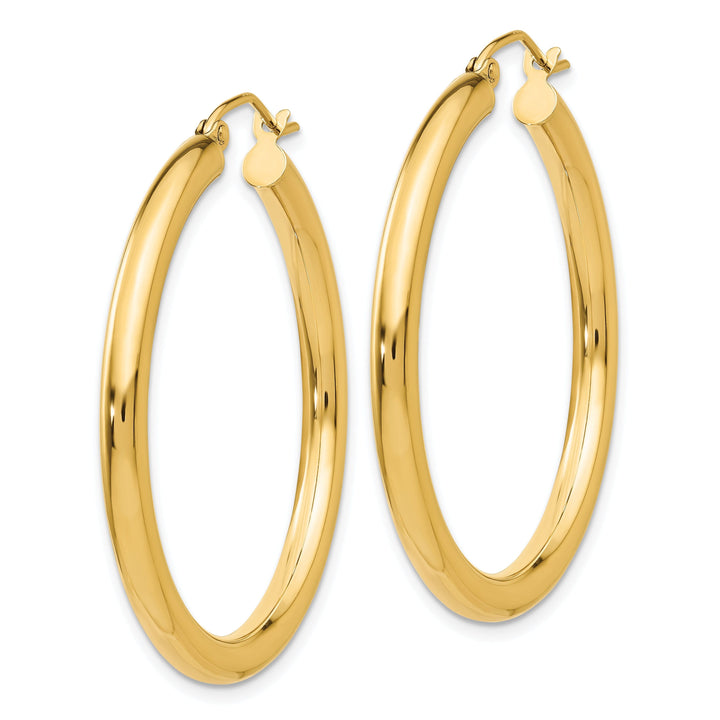 14k Yellow Gold 3MM Light Tube Hoop Earrings